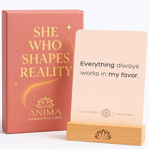 Anima Daily Affirmation Cards – 40 Spiritual Mindfulness Cards for Inner Healing, Self-Love & Manifestation – Elegant Deck for Women with Gift Box & Guide – Uplifting Positive Quotes for Daily Use