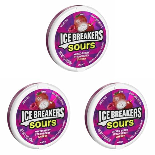 Image of Ice Breakers Sours Mixed Berry, Strawberry, 42 g (Pack of 3)