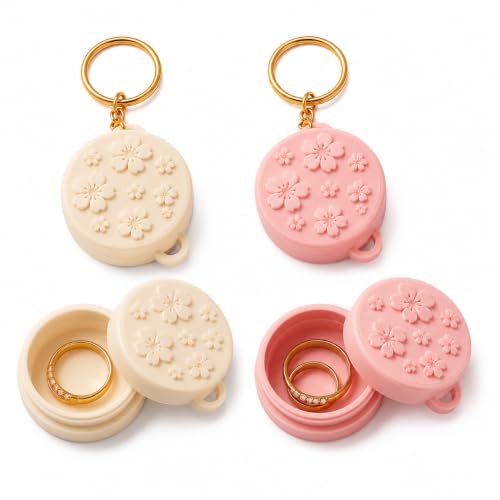 Image of BloomKeeper Floral Ring Holder Keychain, Mini Travel Jewellery Storage Box for Rings, Earrings and Small Accessories