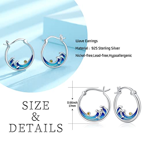 Ocean Wave Huggie Hoop Earrings S925 Sterling Silver Sea Small Cartilage Hoop Earrings Hypoallergenic Beach Opal Jewelry Birthday Gifts for Women4
