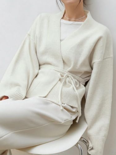 Image of WDIRARA Women's Wrap Long Sleeve Tie Front Cardigan