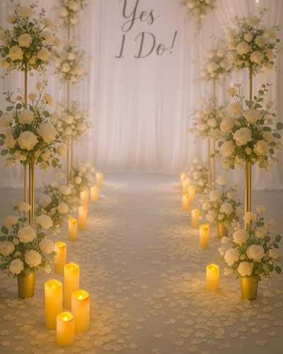 Image of Raycare 12pcs Large Waterproof Outdoor Flameless Candle, Battery Operated LED Candles with Remote Control and Timer, Flickering Electric Fake Plastic Pillar Candles, Ivory, D 2.2 inch x H 4 inch 5 inch 6 inch 7 inch