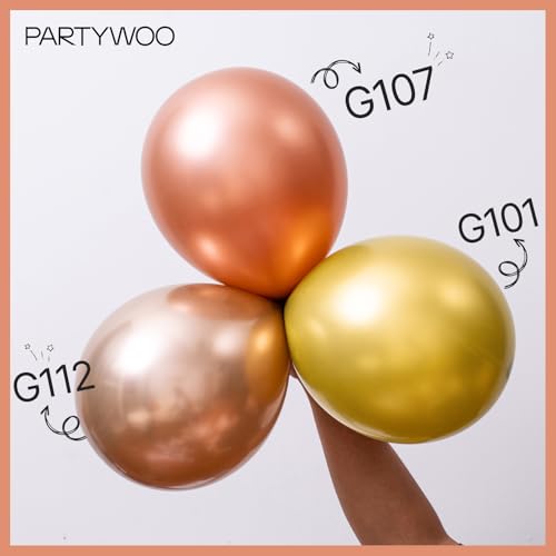 Image of PartyWoo Metallic Rose Gold Balloons, 50 pcs 5 Inch Rose Gold Metallic Balloons, Rose Gold Balloons for Balloon Garland or Arch as Bachelorette Party Decorations, Wedding Decorations, Rose Gold-G107