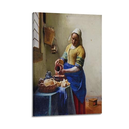 Poster The Milkmaid Vermeer impression sur toile décoration intérieure 30x45