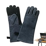Handschuhe zum Grillen, 1 Paar aus Kunstleder, waschbar, hitzebeständige Grillhandschuhe, für Küche, Hinterhof, Mikrowelle, Backen, Vater, Köche, Ehemann, Freund