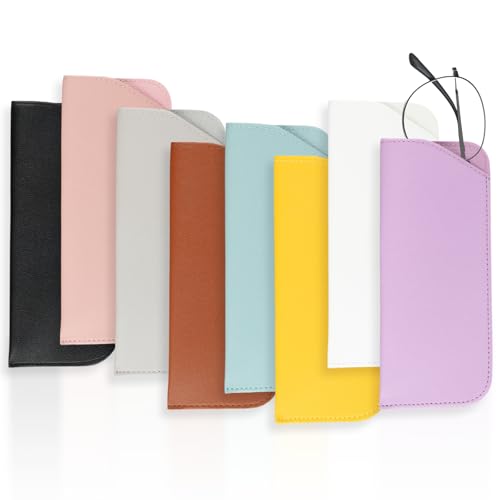Image of 8 Pack Glasses Case Soft, PU Leather Sunglasses Eye Glass Protective Pouch Sleeve