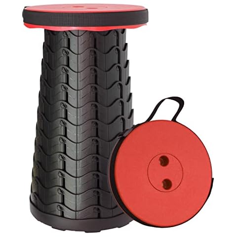 BARALIR Portable Folding Stool, Foldable 180 kg, Telescopic Stool, 7 - 45 cm, Height Adjustable, Camping Stool, Foldable Outdoor Stool (Red) Cover