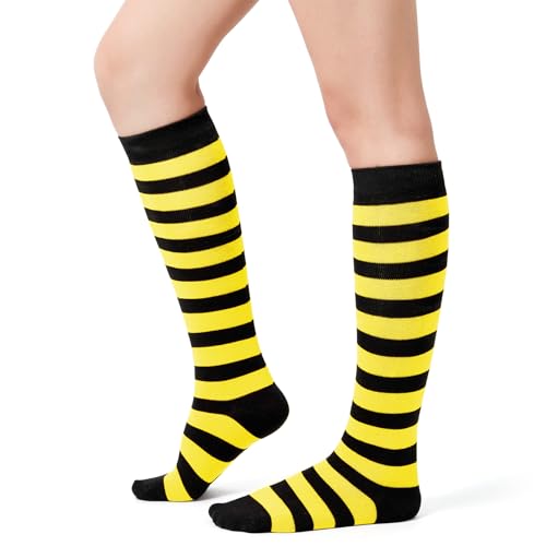Image of Century Star Knee High Socks for Women Long Tube Socks with Stripes | Soft, Skin Friendly And Stretchy, Vibrant Colors Perfect For Daily Wear, Sports, Halloween And Christmas