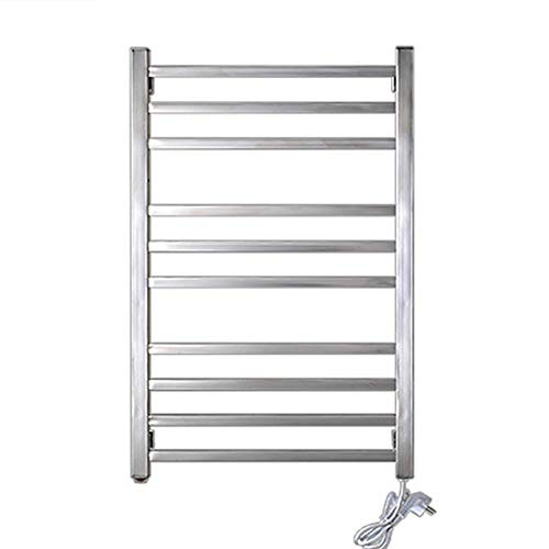 MYUYEE Toallero calefaccionado de Acero Inoxidable Pulido para Montaje en Pared cableado y Enchufe 10 Barras Temporizador riel Calefactor eléctrico de bajo,Enchufe Cuadrado