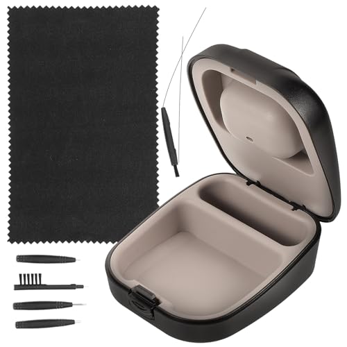 FRCOLOR Professional Hearing Aid Cleaning Kit with Protective Case Compact Hearing Aid Tool for Daily Maintenance Earwax Removal Brush