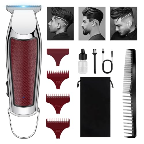 HIENA PRO Cortapelos profesional para hombres, recortadora de barba inalámbrica sin huecos, recortadora eléctrica de precisión con hoja en T, recargable por USB