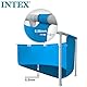 Intex Rectangular Frame Pool - Aufstellpool, Blau - 220 x 150 x 60 cm & Oberflächenskimmer - Deluxe Oberflächenskimmer zur Wandmontage - Hängeskimmer, Grau