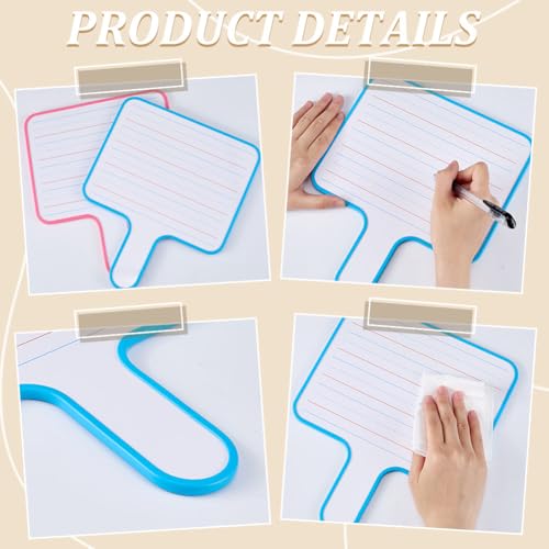 WADORN 2Pcs Wood Handheld Dry Erase Board 9.8x8.1in Answer Paddles with Lines, Dry Erase Signs Auction Paddles Writing Board School Supplies Classroom Pack for Office Meeting Group Activities - Image 3