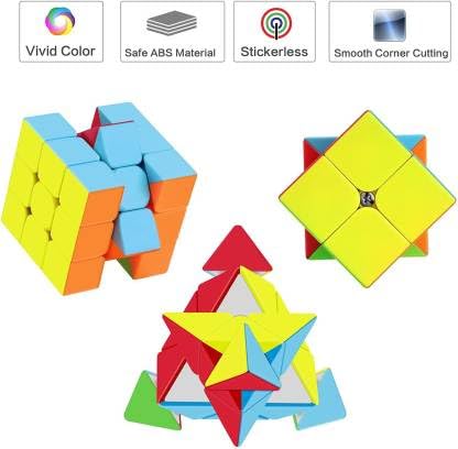 Image of MoYu Rubik Cube Puzzle Toy Game 3D Speed Cube, Stickerless Kids Puzzle Cube, Smooth Turning ABS Brain Teaser Toy for Kids and Adults (2x3xPyramid)