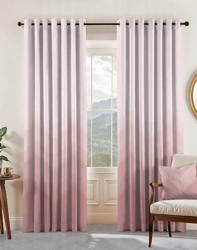 Image of Casableu Kivo Digital Print 85% Blackout Curtains for Door /Window, Thermal Insulated, Tie Back, Wider Width 50 in, Eyelet Curtains for Living Room /Bedroom (Pink 7 ft Set of 2)