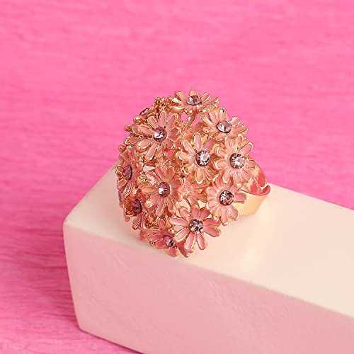 Image of SOHI Cocktail Ring for Women & Girls, Chunky Ring, Finger Ring, adjustable ring, Ladies Ring, Gold Plated Ring, aesthetic jewellery, hand ring for women