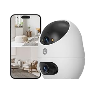 Beans View Caméra WiFi Intérieure 3K à Double Objectif, Caméra Surveillance Sécurité 360°, Vision Nocturne Couleur, Détection de Personne, Suivi Auto, Compatible Alexa, Appel bidirectionnel D220 5MP