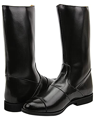 Phoenix Mens Man Mid Calf Motorcycle Riding Police Genuine Leather Boots