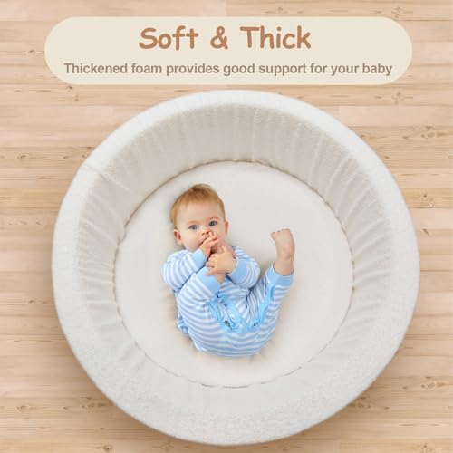 MEOGETY Baby Ball Pit with 5 Hanging Toys & Removable Play Arch for Toddlers Soft Foam Activity Center for Girls Boys Great Gift, Easy to Assemble & Clean, Teddy White - Image 7