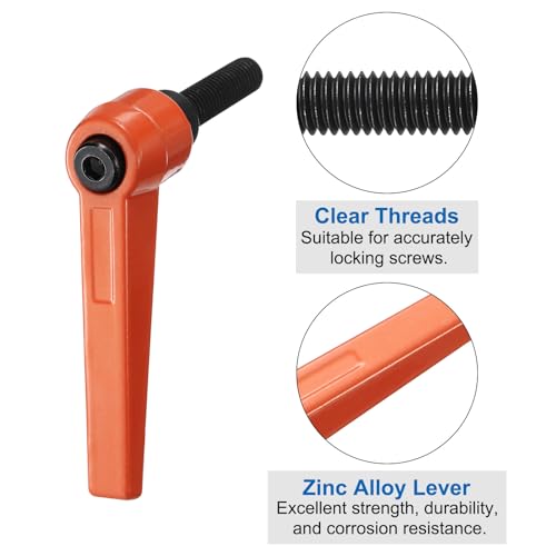 Image of uxcell 8pcs Lever Adjustable Handles M8 x 30mm Metric Male Thread, Level Clamping Handle Hand Stud Knobs Rotating Screw Handles Bolts with Locking Lever, Orange