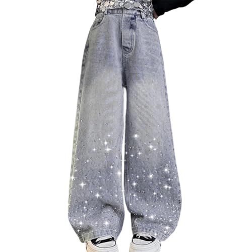 Pantalon large fille à taille élastique WWricotta avec poches décontractées 57/A
