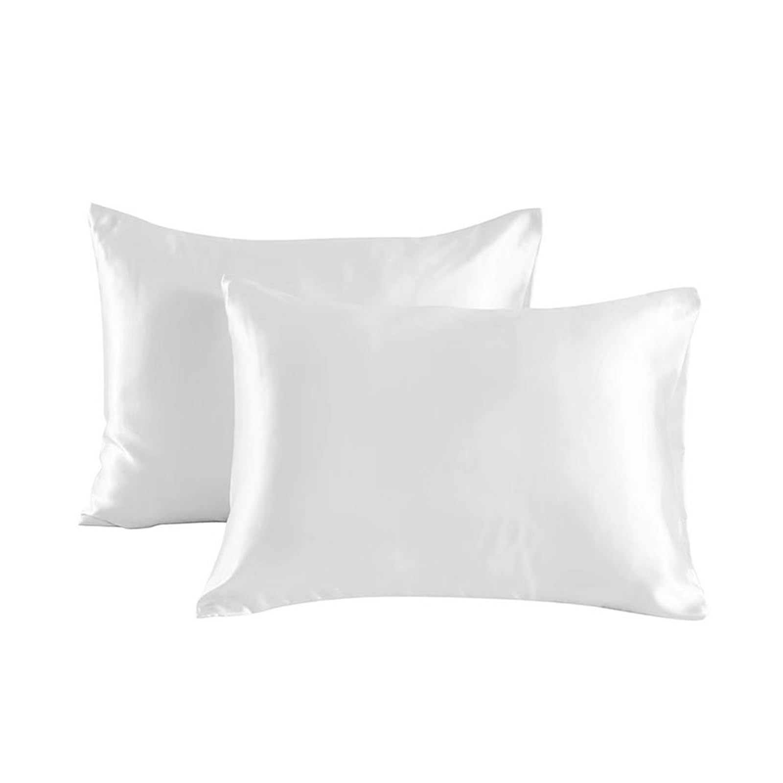 Silky Pillow Covers, 2Pcs Multicolor Silk Satin Pillowcase 51x66-76cm(White,51x66cm(20x26 inch))