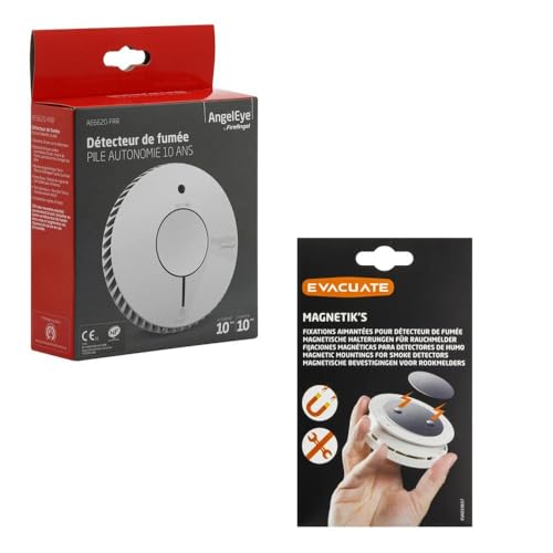 AngelEye - Détecteur de fumée NF autonomie et Garantie 10 Ans + 1 Support aimanté