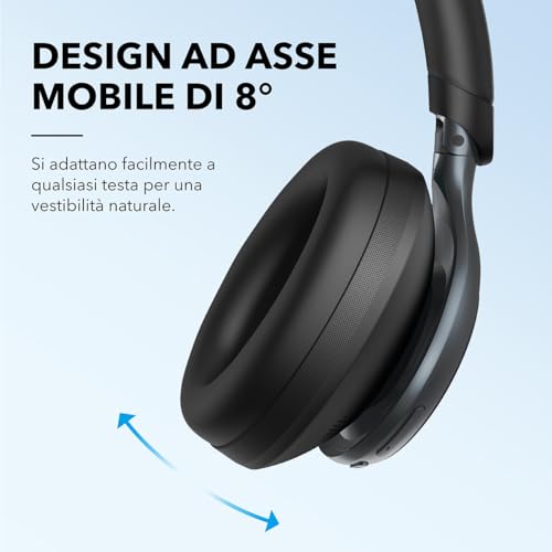 Soundcore Anker Space One Cuffie Bluetooth Cancellazione Rumore Attiva Adattiva, Riduzione Voce Umana 2X Più Forte, 40 Ore ANC, Controllo app, LDAC Hi-Res Wireless Audio, Chiamate Chiare - Immagine 5