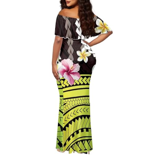 Image of Polynesian for Women S-7XL Off Shoulder Maxi Dress Hawaiian Summer Dresses