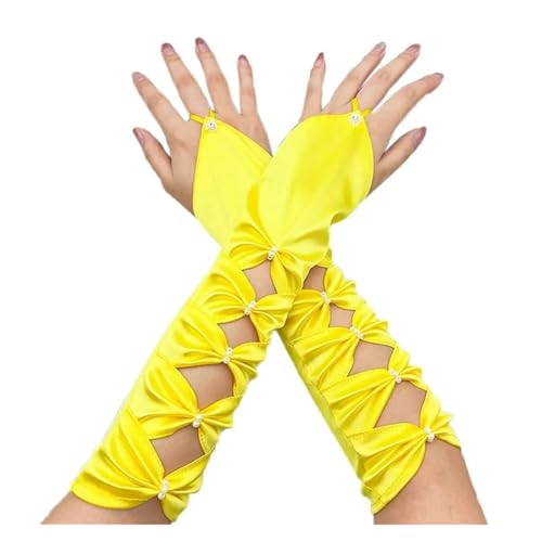 Gants de mariée en satin plissés bleu sarcelle pour bal de promo