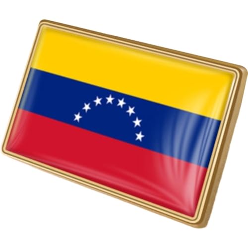 Tsffae Insignia De Solapa De Metal Esmaltado con Bandera Nacional De Venezuela. Pin con Bandera Amarilla, Azul Y Roja con Estrellas. Acabado De Esmalte Duro Y Cierre Seguro.
