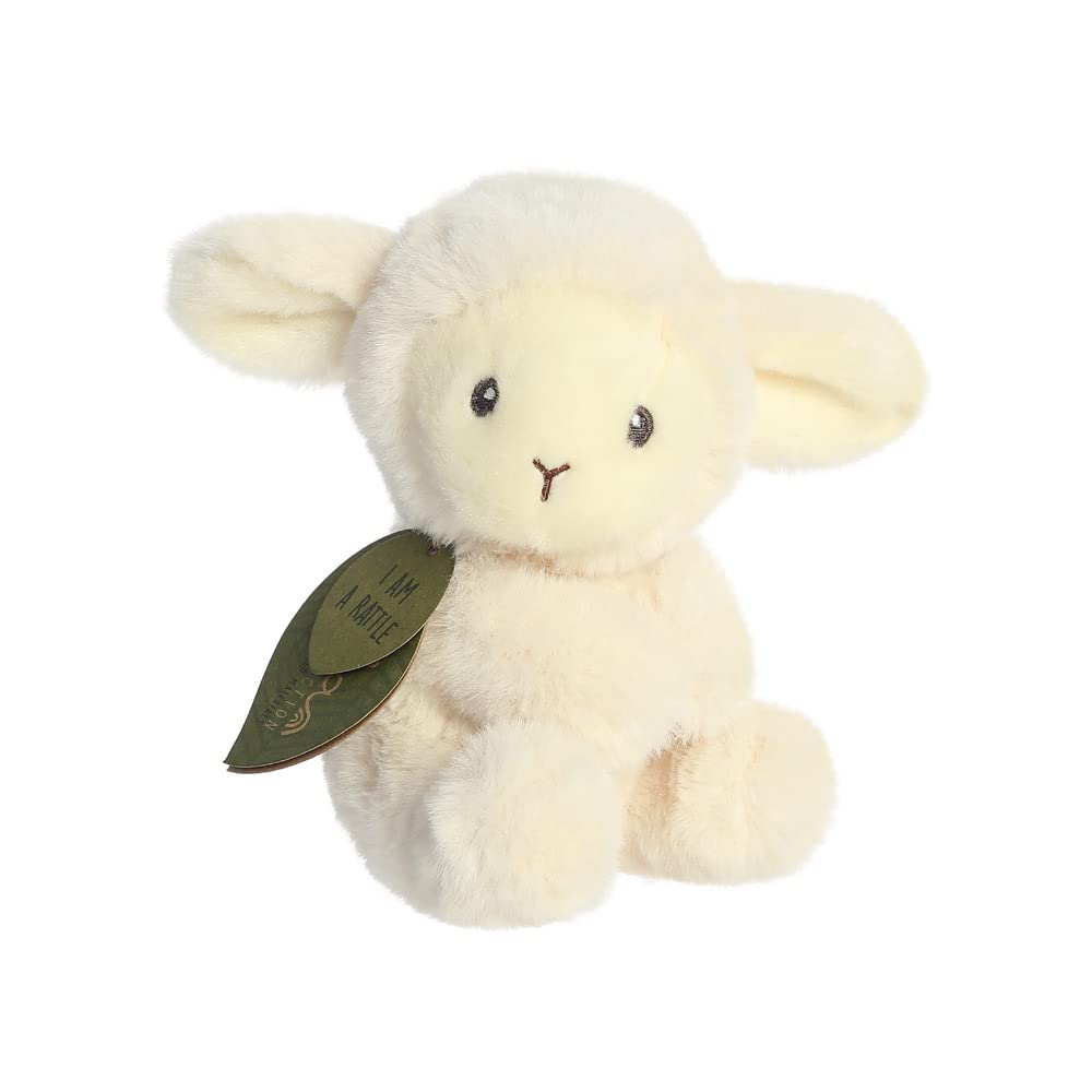AURORA, 23367, ebba Baby Eco Laurin Lamb Rattle, 6In, Recycled Soft Toy, White