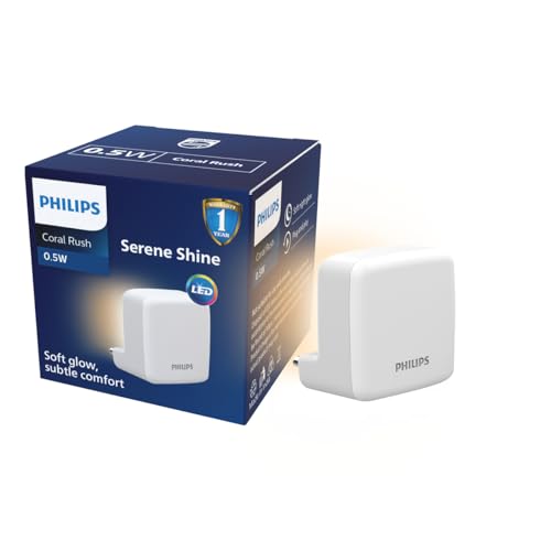 Image of Philips LED SereneShine Plug-in Night Lamp 0.5W | Warm White LED Night Light | Soft Glare-Free Illumination | Energy Efficient | Ideal for Bedroom, Hallway & Kids Room | Pack of 1