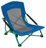 ALPS Mountaineering Rendezvous Low Camping Chairs for Adults with Arms, Cool Mesh Center, Powder Coated Steel Frame, Compact Folding Design and Carry Bag, Blue/Green