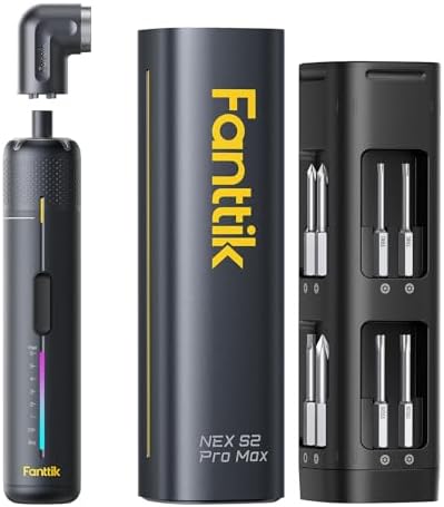 Fanttik S2 Pro Max Electric Screwdriver, Cordless Screwdriver Set, 7 Torque Settings, 0.5 to 6N.m, 16 Magnetic Bits, 1/4''Hex Shank, with 90° Angle Adapter, for Furniture, Household Repairs