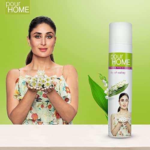 Image of POUR HOME Lily of Valley Room Air Freshener Spray - 220ML Each (Pack of 2) | Long-Lasting Fragrance - Reduces Odours - Suitable for Home & Office