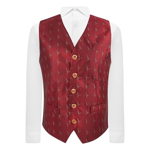 Gilet de faisan brodé à chevrons bordeaux idéal pour mariage et cocktail