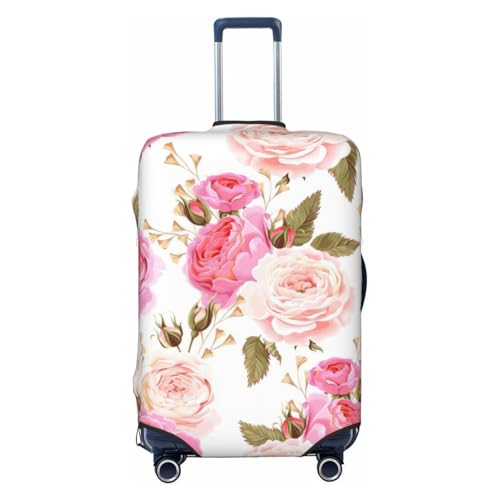 Floral Flower Rose Pink Print Travel Suitcase Cover Luggage Protector with Elastic Anti Scratch for Carry On