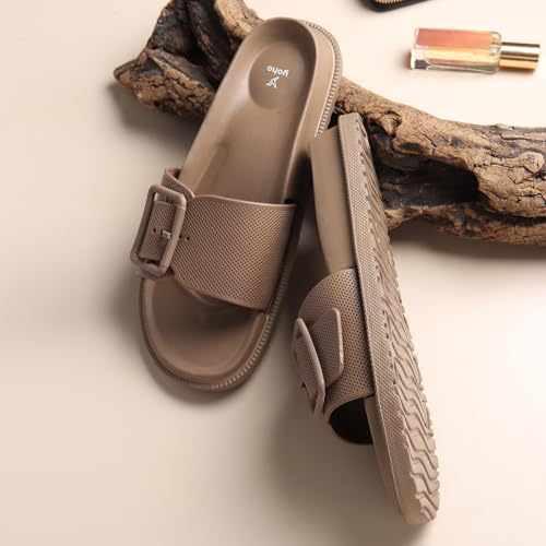 Image of YOHO Grape Sliders for Women & Girls | Stylish,Cushioned, Lightweight Slides & Waterproof Flip Flops | Adjustable Buckle | Comfortable Monsoon Footwear