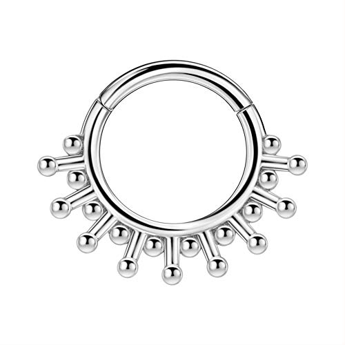 FANSING Surgical Steel Spike Septum Clicker Silver Septum Piercing Rings