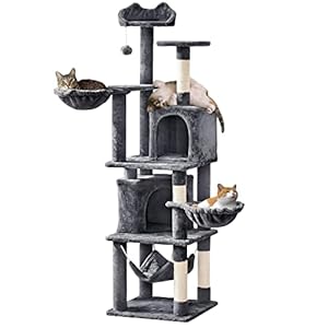 Yaheetech Cat Tree, 69 Inches Large Multi-Level Cat Tower House with Condo Scratching Post Plush Hammock & Perch, Tall Kitty Furniture Cat Tree for Indoor Cats