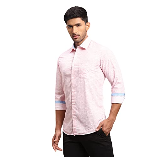 Image of Colorplus Men's Pure Cotton Print Pattern Contemporary Fit Spread Collar Full Sleeve Casual Shirt