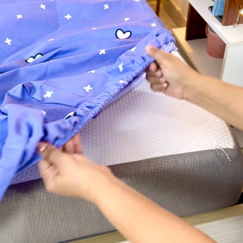 Image of Famyo Kids King Size 5-Piece Bedding Set, Astronaut Space | 250 TC Fitted Bedsheet, Comforter, Comforter Cover & 2 Pillow Covers, 72 x 78 in, Purple Space Design