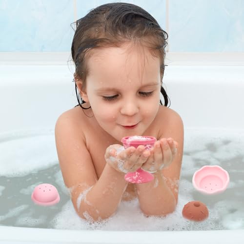 Image of Bath Toys, Silicone Ice Cream Stacking Toy, Baby Bath Toy, Connect, Build, Create - Bathtub Toys