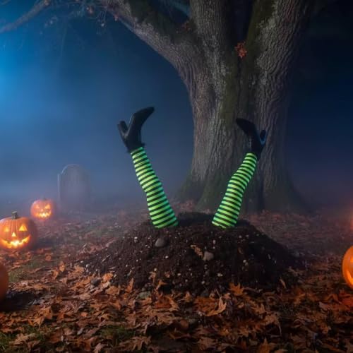 Piernas de estacas de jardín para Halloween, pack de 2 adornos de espuma ligera para exterior 5