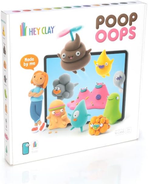 Hey Clay Poop Oops Air-Dry Clay Kit - 16 Cans with Fun Interactive App