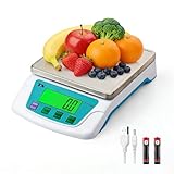 Balanza de Cocina Digital Precisión 0.2g,10kg/22lb Plataforma Acero Inoxidable 304+Pantalla LCD Retroiluminada, Función Tara One Touch,Pilas AA Incluidas Ideal para Harina,Ingredientes Cocina Casera