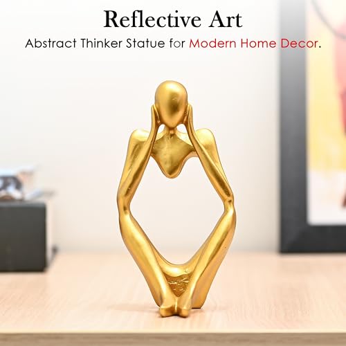 Image of ZAICUS Gold Abstract Thinker Statue - Modern Resin Sculpture for Home & Office Decor | Small Deep Thinker Figurine for Contemporary Interior Accent