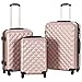 Produktbild vidaXL Kofferset 3-TLG. Hartschalenkoffer Handgepäck Koffer Rollkoffer Reisekoffer Hartschale Trolley Set Business Reise Roségold ABS 4 Rollen S M L