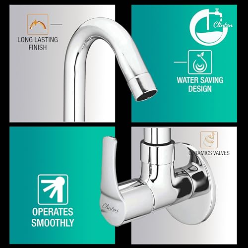 Image of CLINTON Kitchen Sink Cock with 360 Degree Swivel Spout | Kitchen Sink Tap | Kitchen Faucet | Tap for Kitchen Sink (Step)